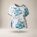 Tricou cu imprimeu floral și șnur în talie — Turcoaz