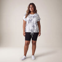Tricou cu imprimeu floral și șnur în talie