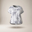 Tricou cu imprimeu floral și șnur în talie — vedere din față