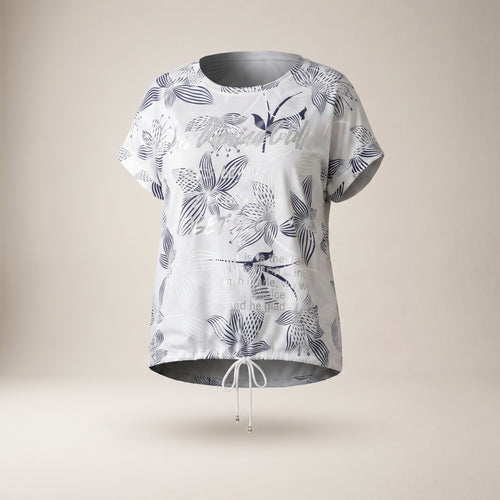 Tricou cu imprimeu floral și șnur în talie — hero_intins