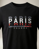 Tricou negru pentru bărbați zagora active cu imprimeu grafic 'paris france', din bumbac, stil casual modern