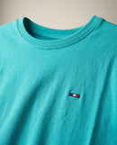 Tricou pentru bărbați comeor, culoare turcoaz, din bumbac premium, cu guler rotund și logo discret brodat, model casual de vară