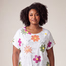 Tricou plus size floral, alb — tryon_apropiat