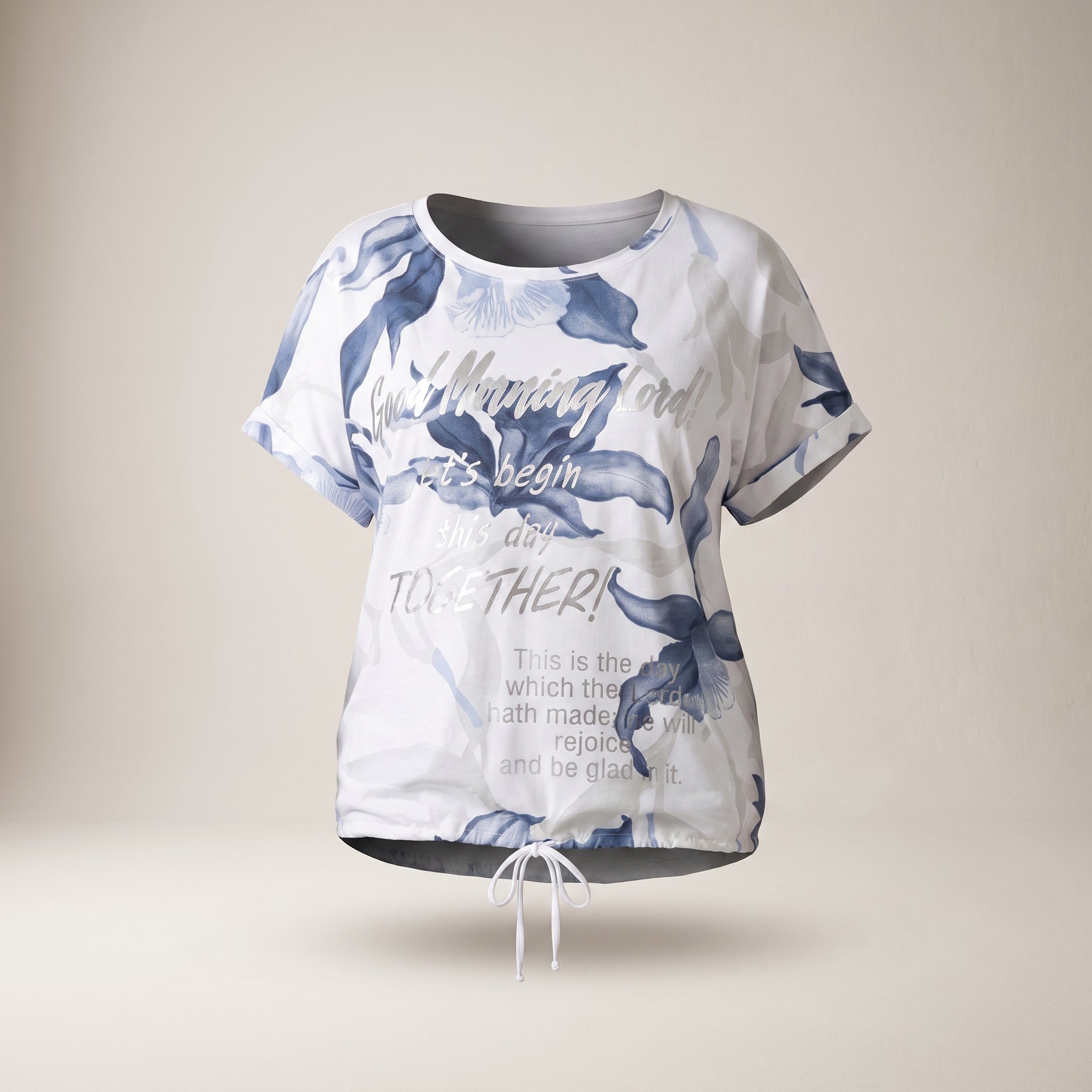 Tricou plus size cu imprimeu floral, alb — hero_intins