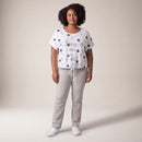 Tricou plus size cu imprimeu și șnur, alb — purtat, din față