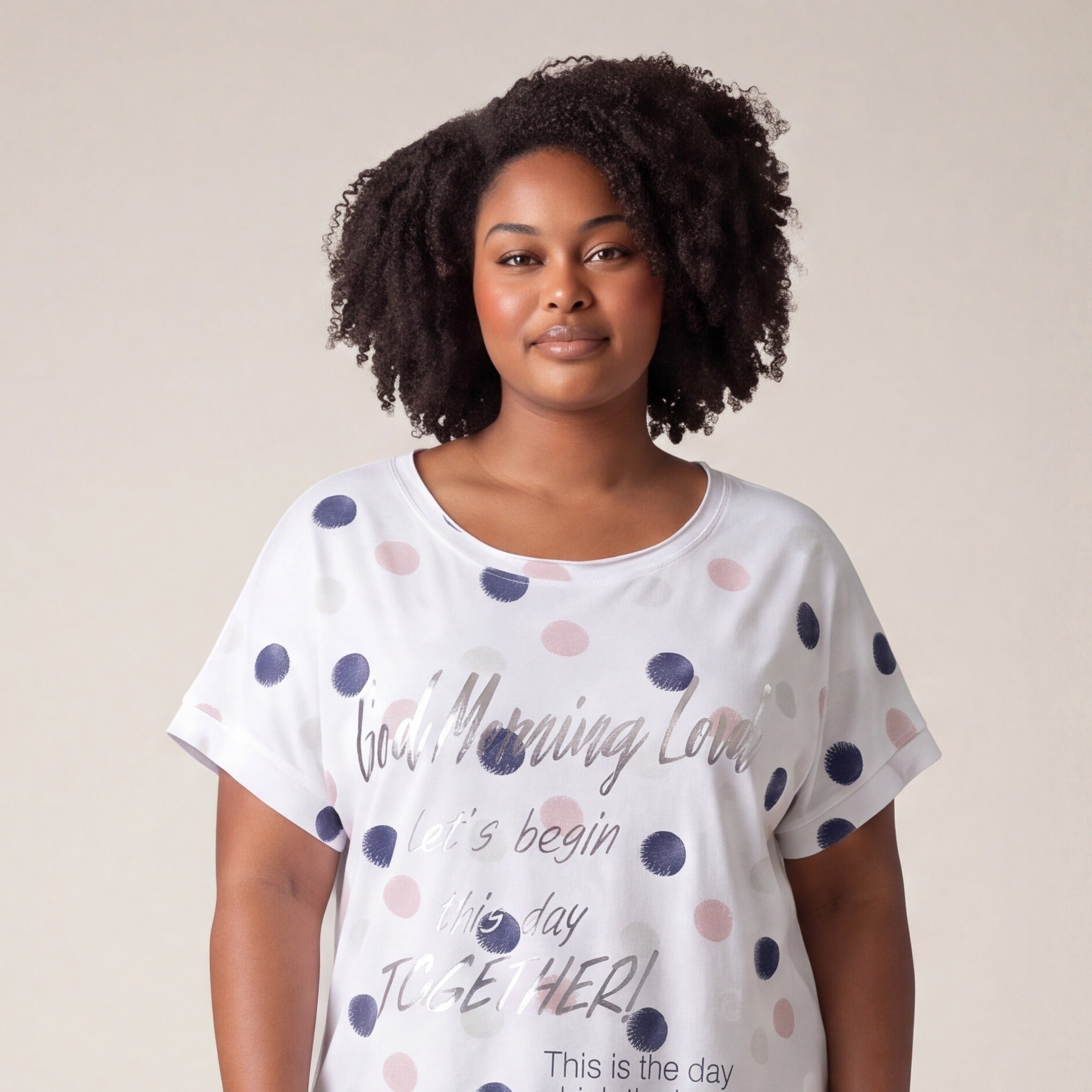 Tricou plus size cu imprimeu și șnur, alb — tryon_apropiat