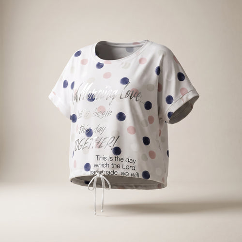 Tricou plus size cu imprimeu și șnur, alb — hero_intins