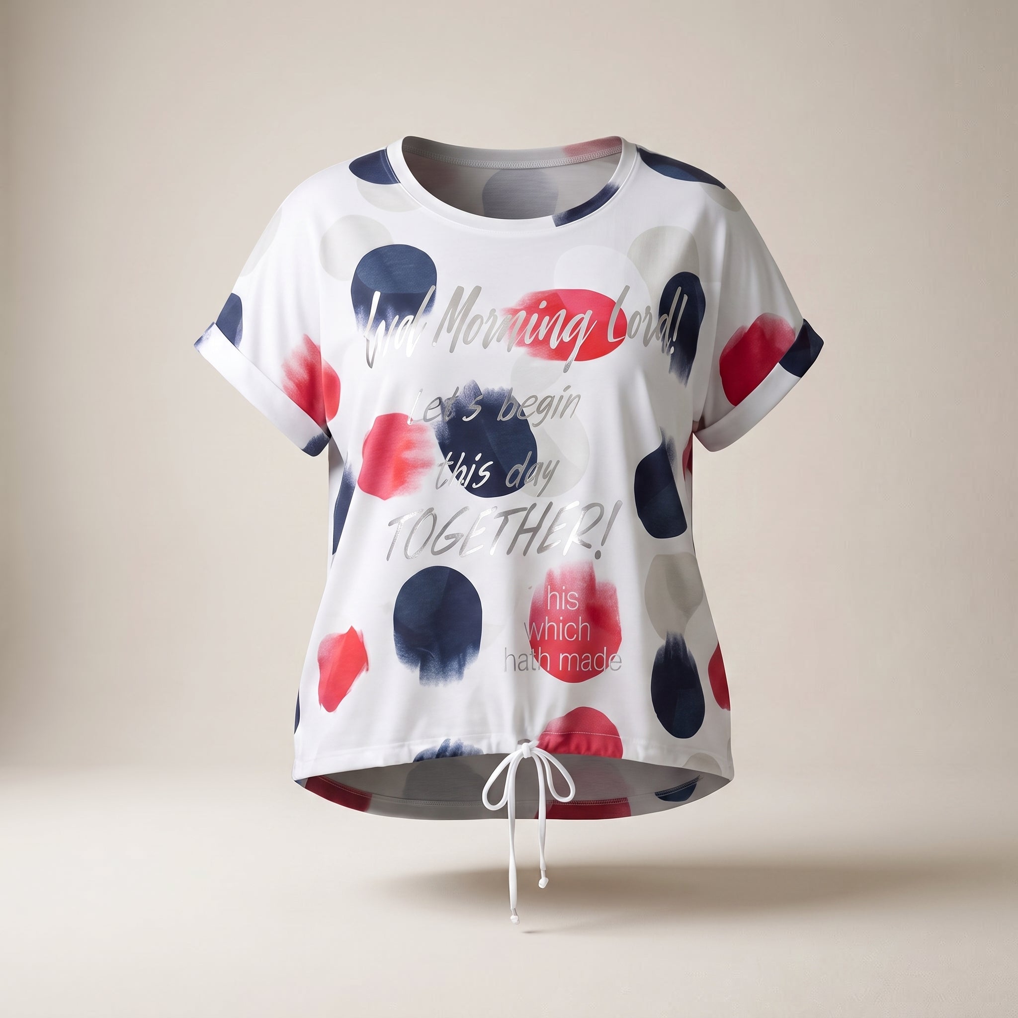 Tricou plus size cu imprimeu și șnur — hero_intins