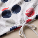 Tricou plus size cu imprimeu și șnur — detaliu material