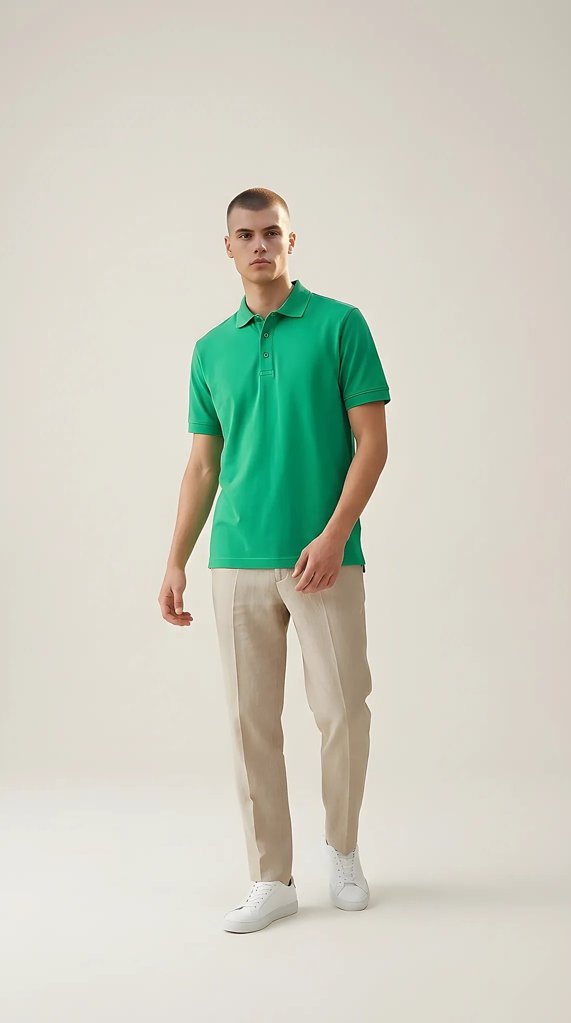 Tricou polo pentru bărbați, verde vibrant, cu mânecă scurtă, model casual din amestec de bumbac confortabil | Mira Style