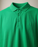 Tricou polo pentru bărbați, verde vibrant, cu mânecă scurtă, model casual din amestec de bumbac confortabil